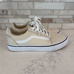 Vans Beige and White Ortholite Comfort Sneakers Womens Size 8 Faux Leather